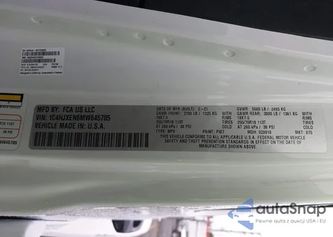 2021 Jeep Wrangler Unlimited Sahara 4X4 from USA, damaged, VIN 1C4HJXEN6MW645705